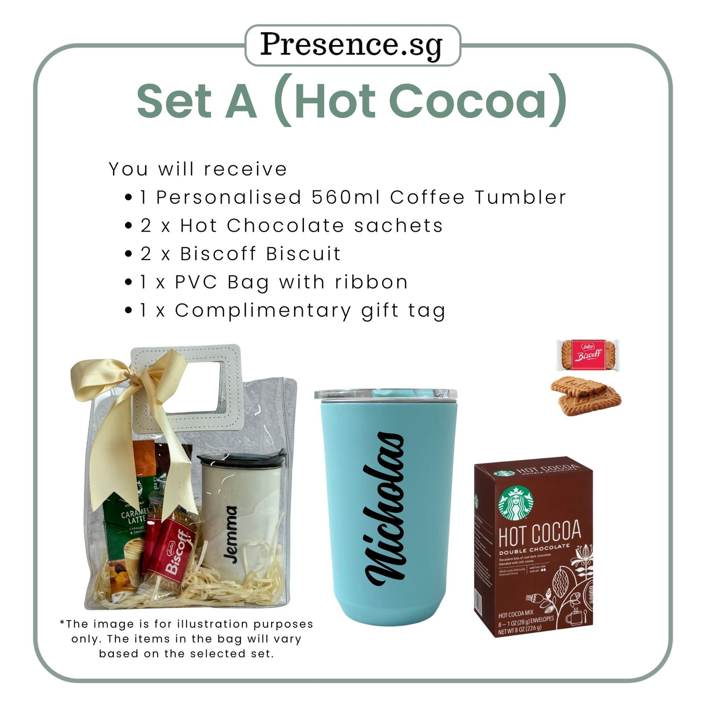 Personalised Christmas Coffee Tumbler Gift Set  (Dual Side Printing)
