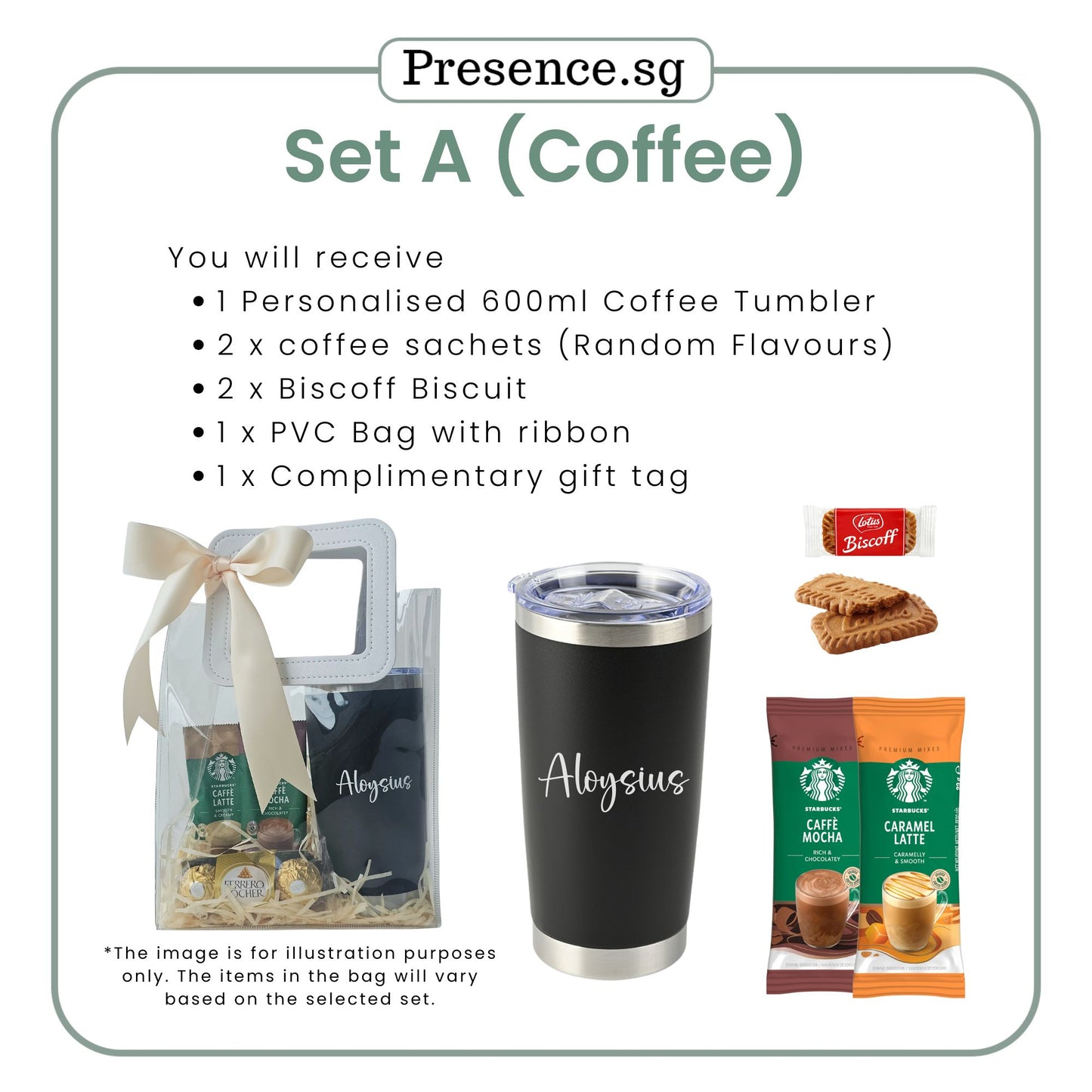 Personalised Christmas Coffee Tumbler Gift Set  (Dual Side Printing)