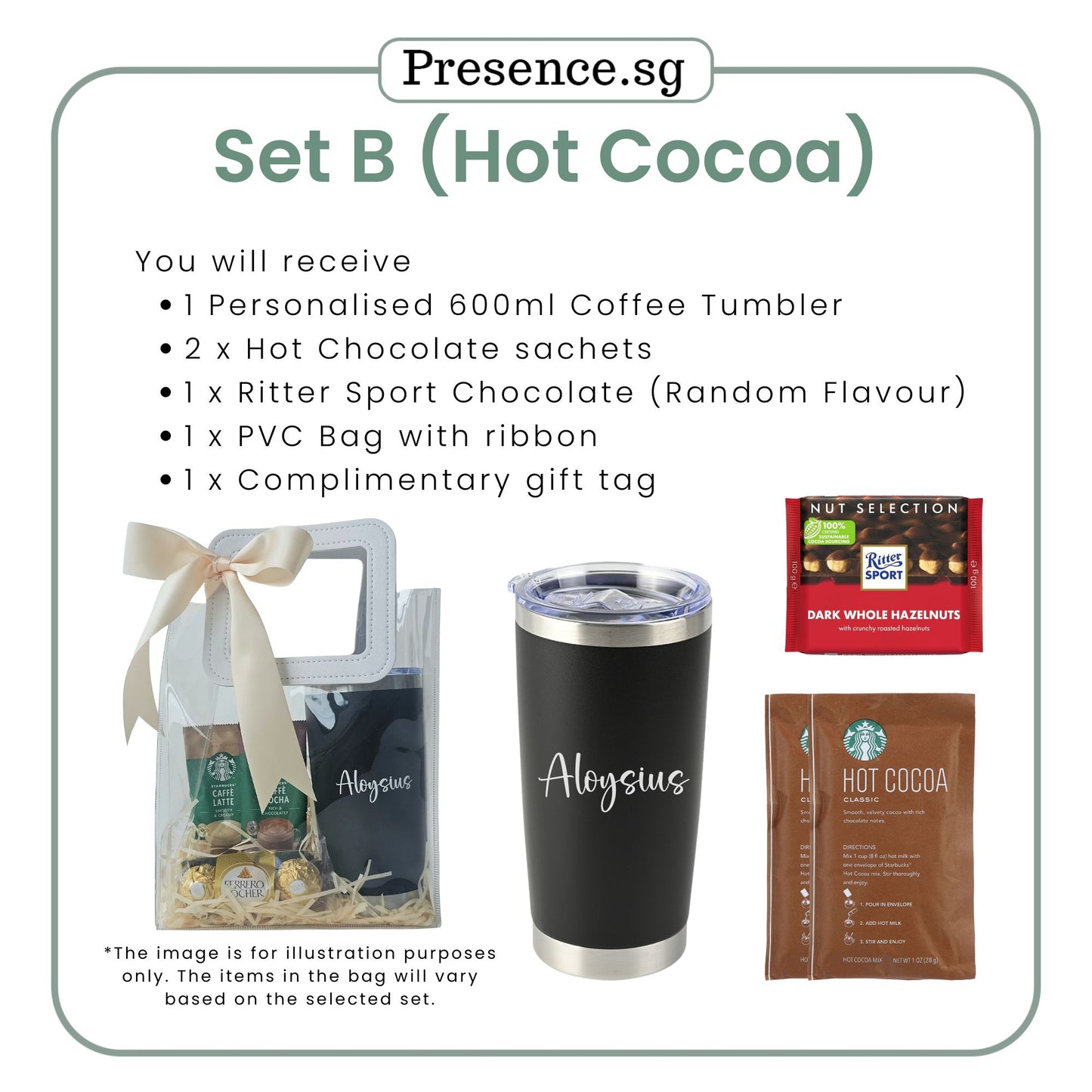 Personalised Christmas Coffee Tumbler Gift Set  (Dual Side Printing)