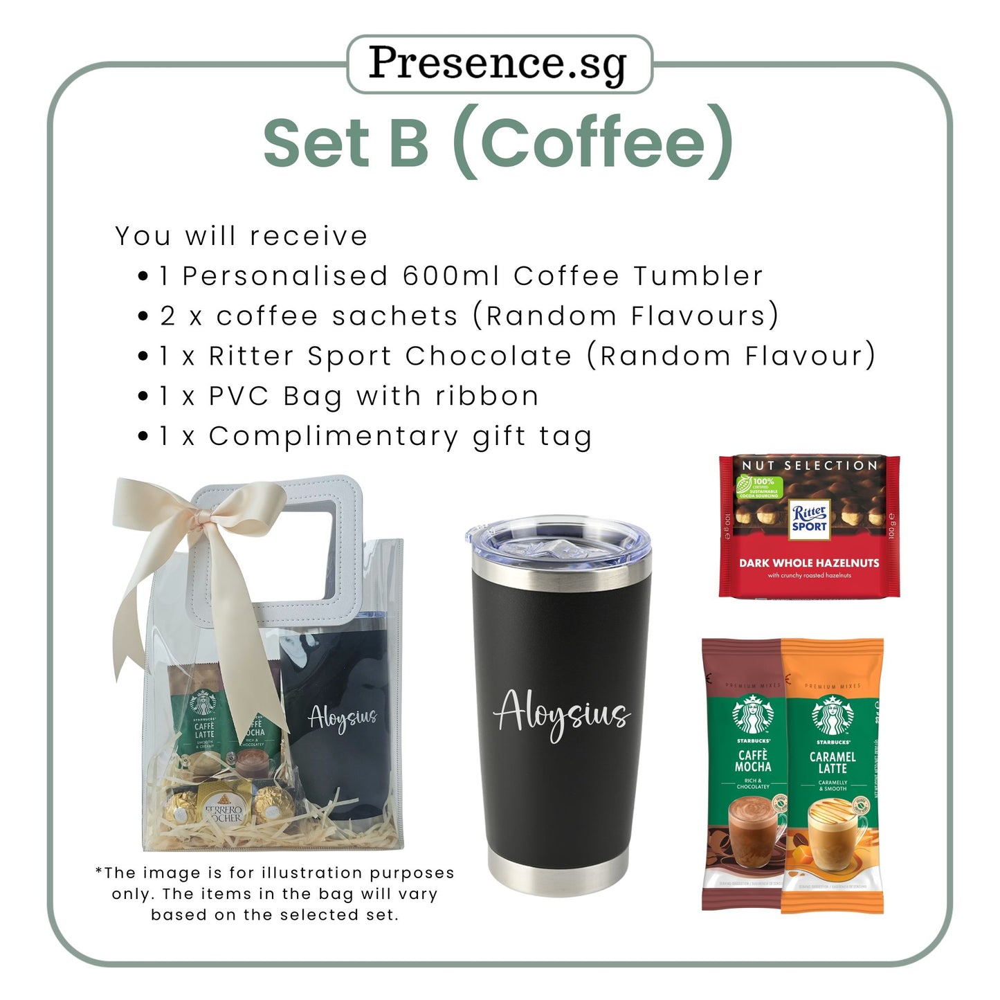 Personalised Christmas Coffee Tumbler Gift Set  (Dual Side Printing)