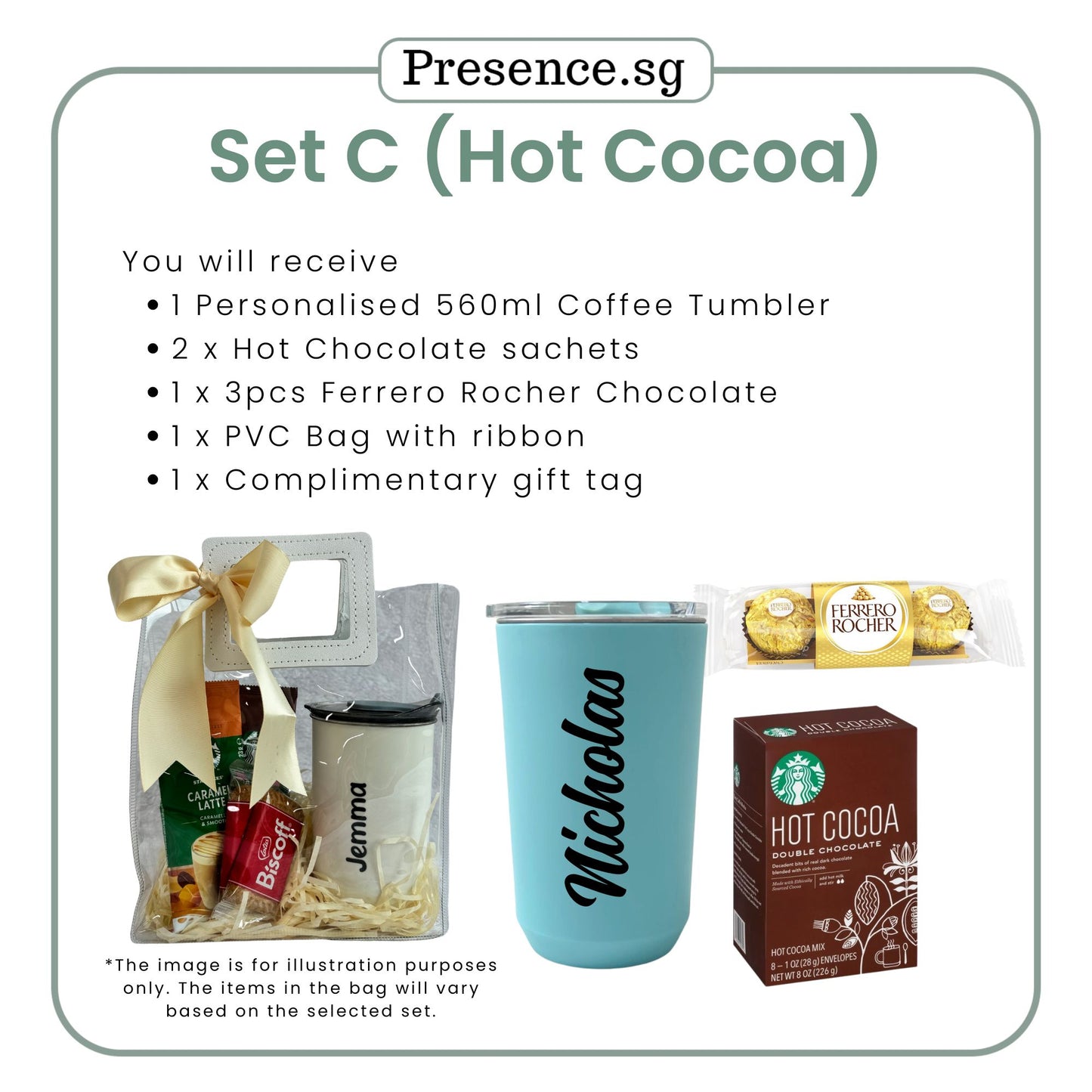 Personalised Christmas Coffee Tumbler Gift Set  (Dual Side Printing)