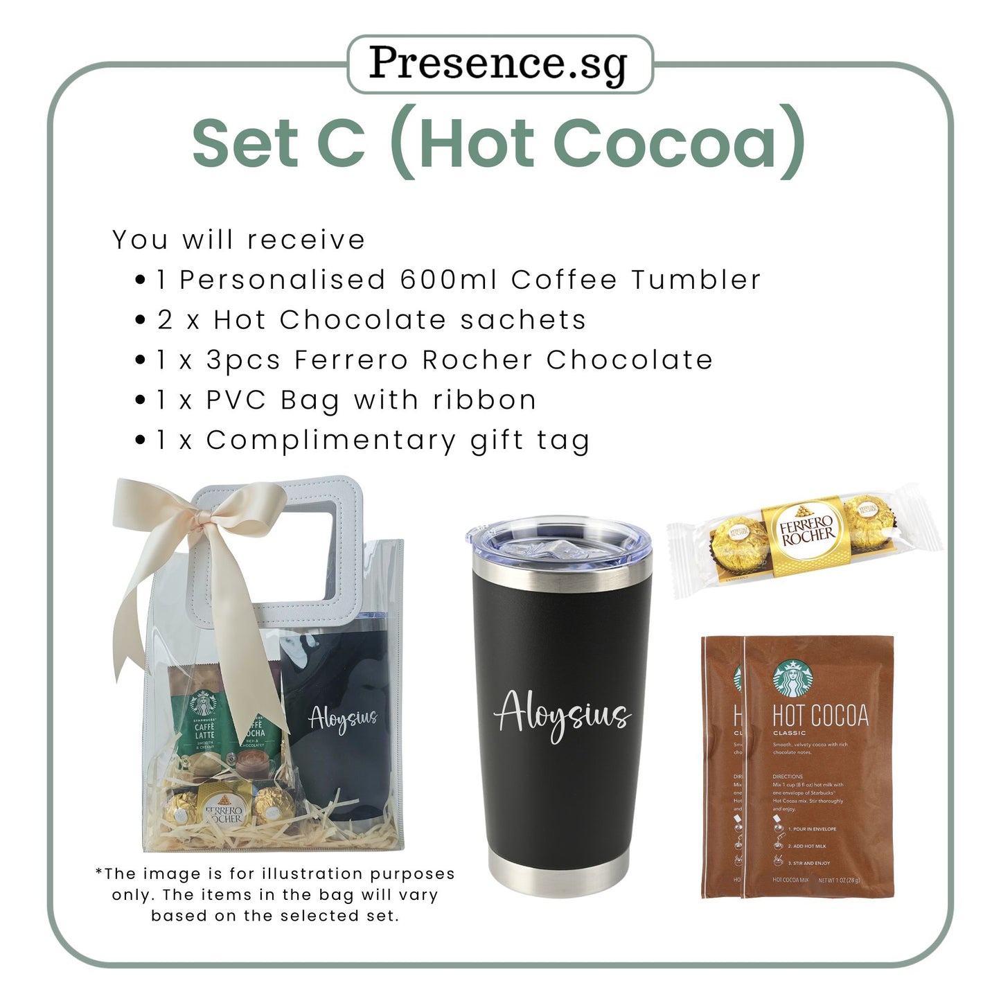 Personalised Christmas Coffee Tumbler Gift Set  (Dual Side Printing)