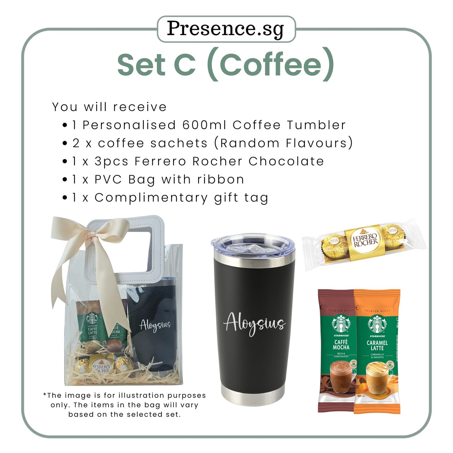 Personalised Christmas Coffee Tumbler Gift Set  (Dual Side Printing)