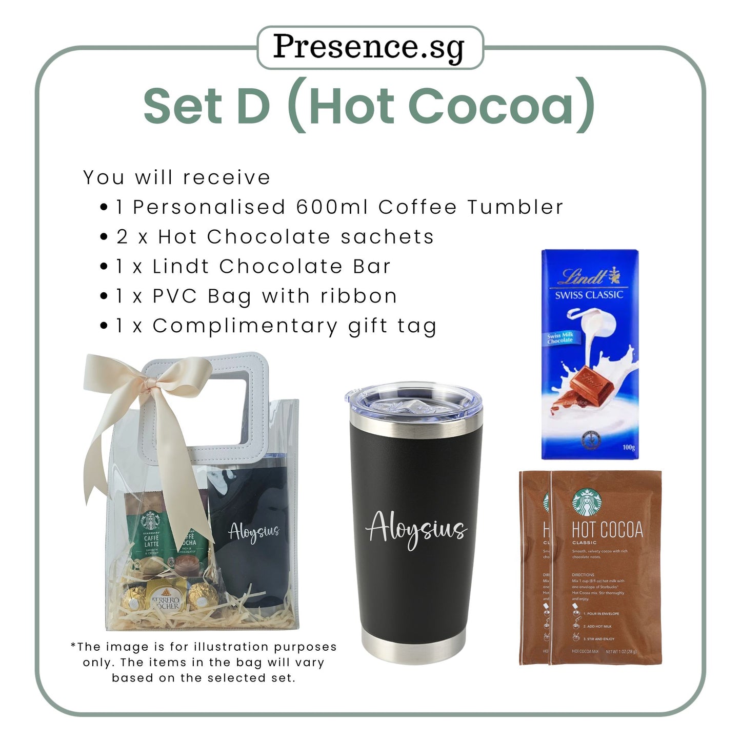 Personalised Christmas Coffee Tumbler Gift Set  (Dual Side Printing)