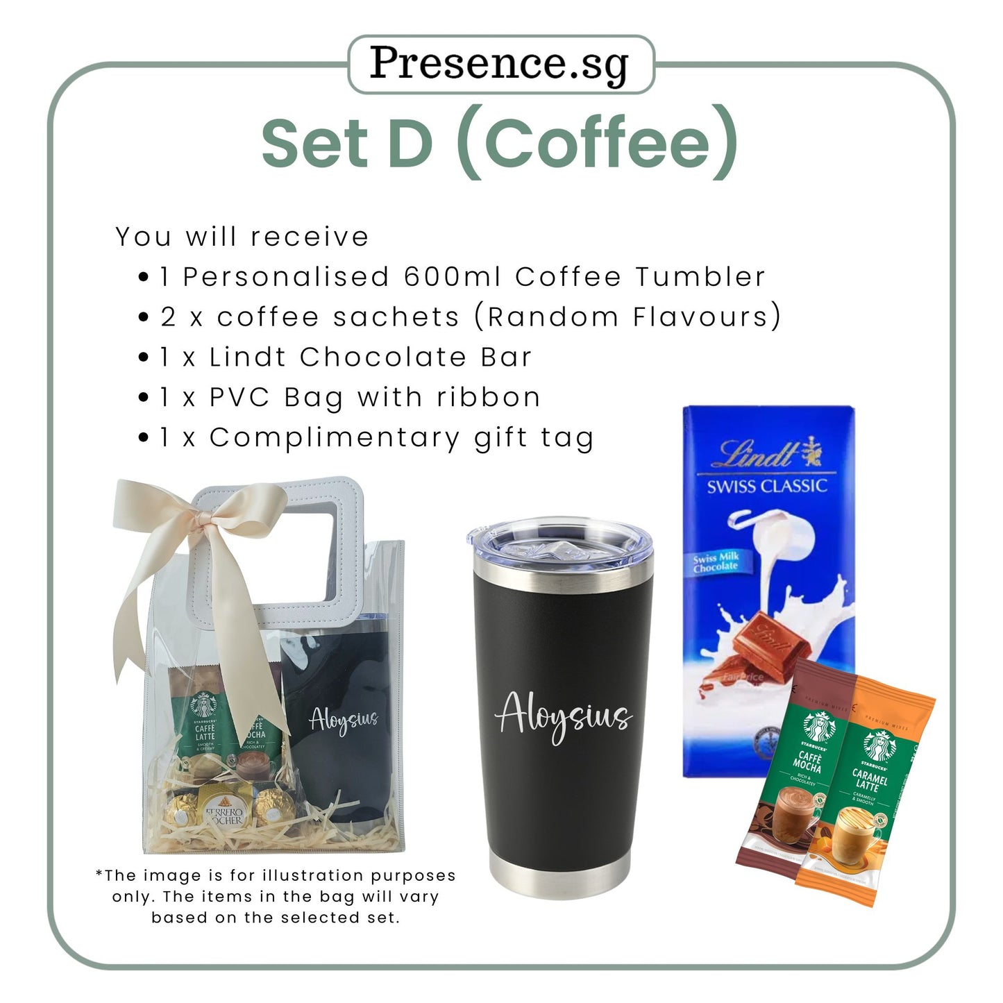 Personalised Christmas Coffee Tumbler Gift Set  (Dual Side Printing)