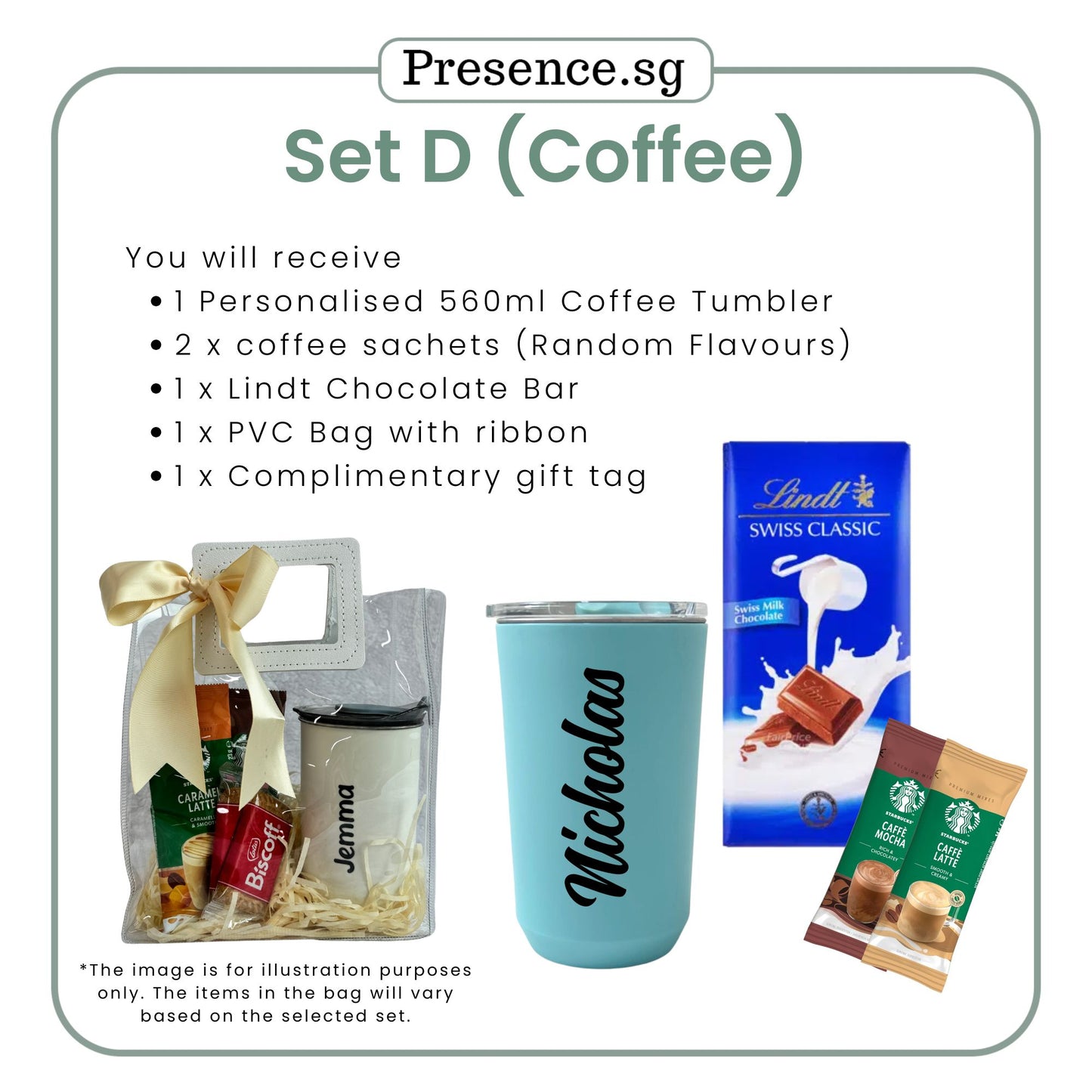 Personalised Christmas Coffee Tumbler Gift Set  (Dual Side Printing)