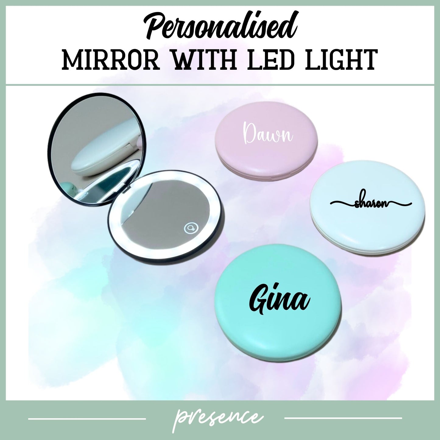 Personalised Compact Mirror with LED