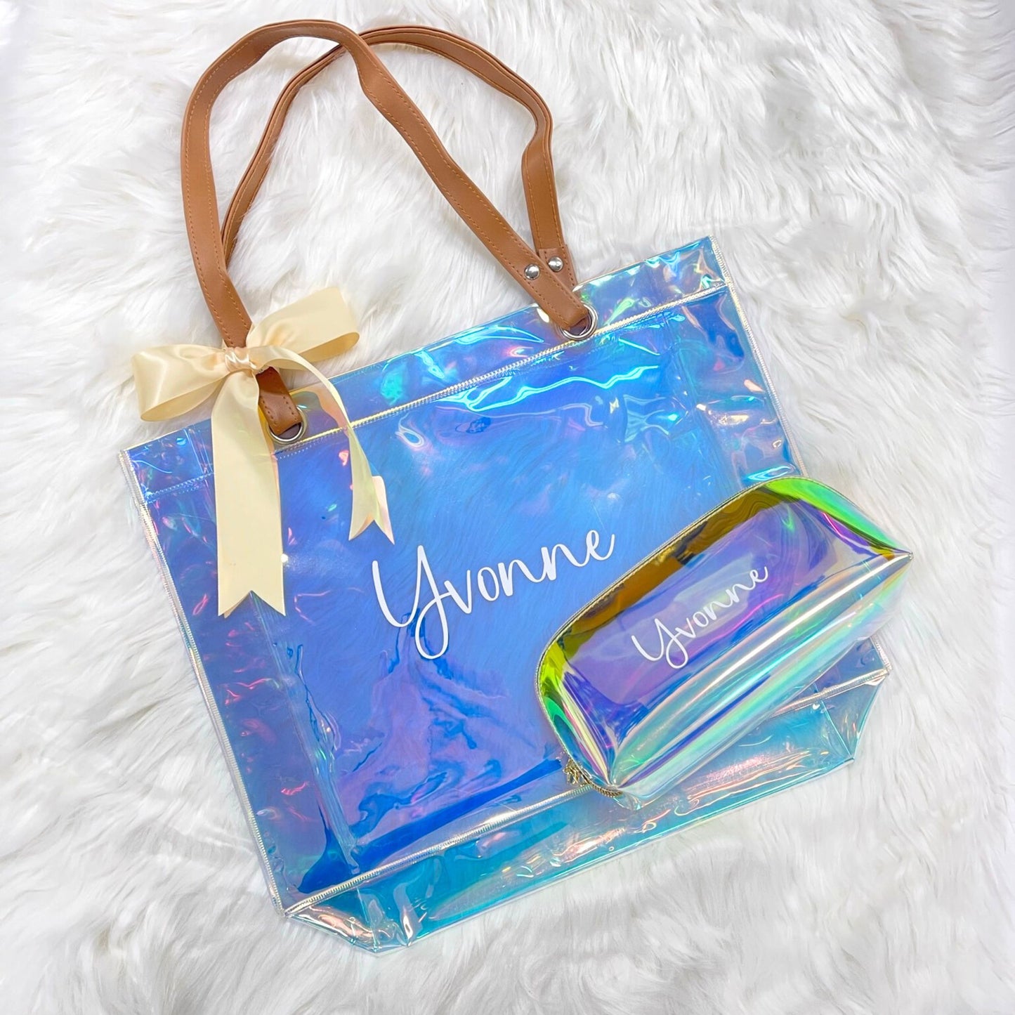 Personalized Iridescent Tote Bag