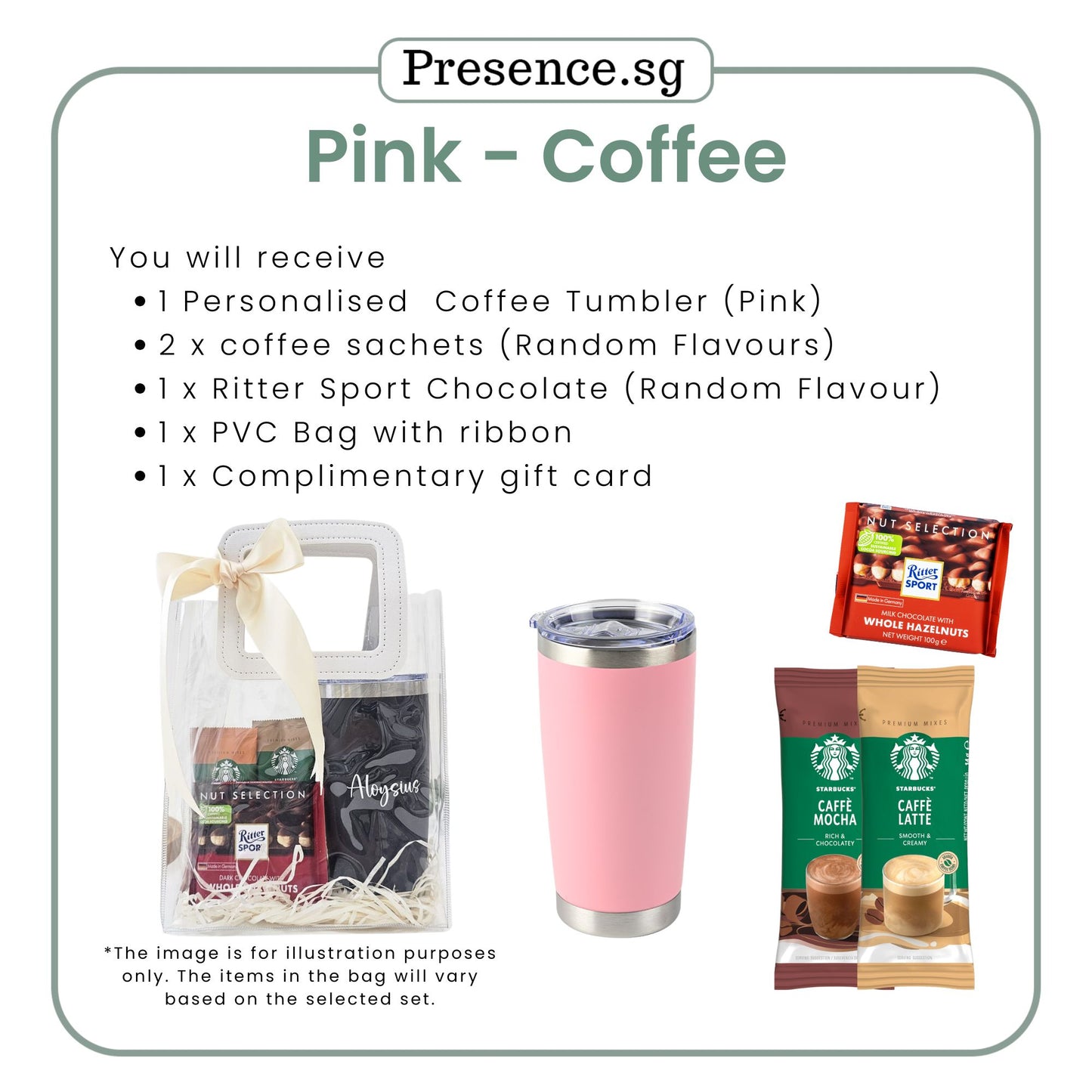 Personalised 600ml Coffee Tumbler & Treats Gift Set (Set B)