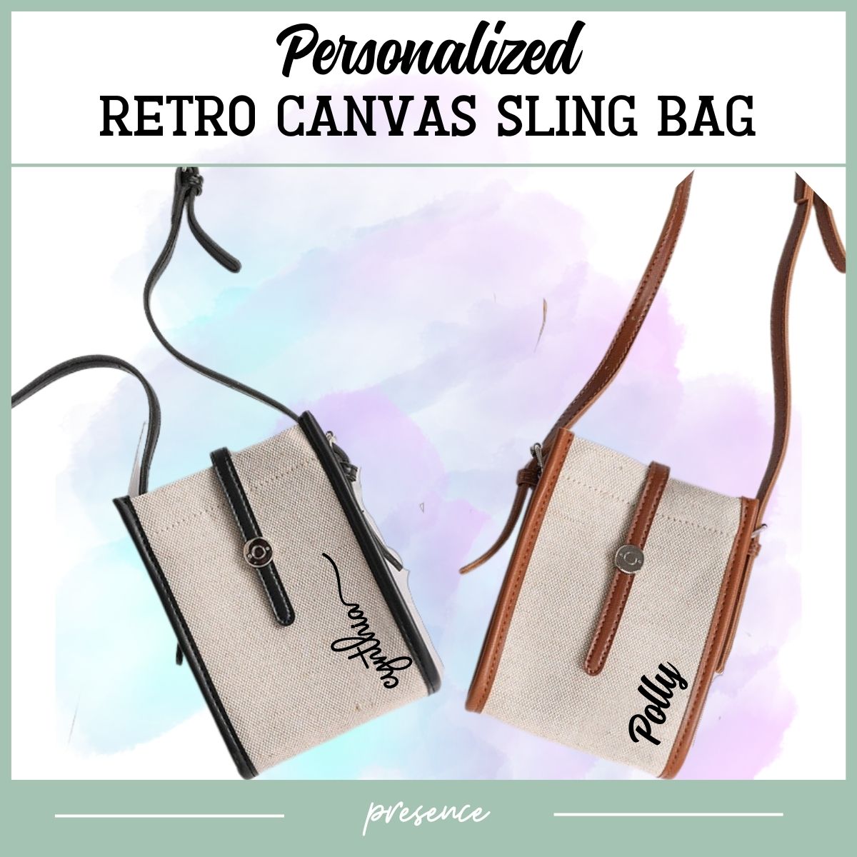 Personalized Retro Canvas Sling Bag