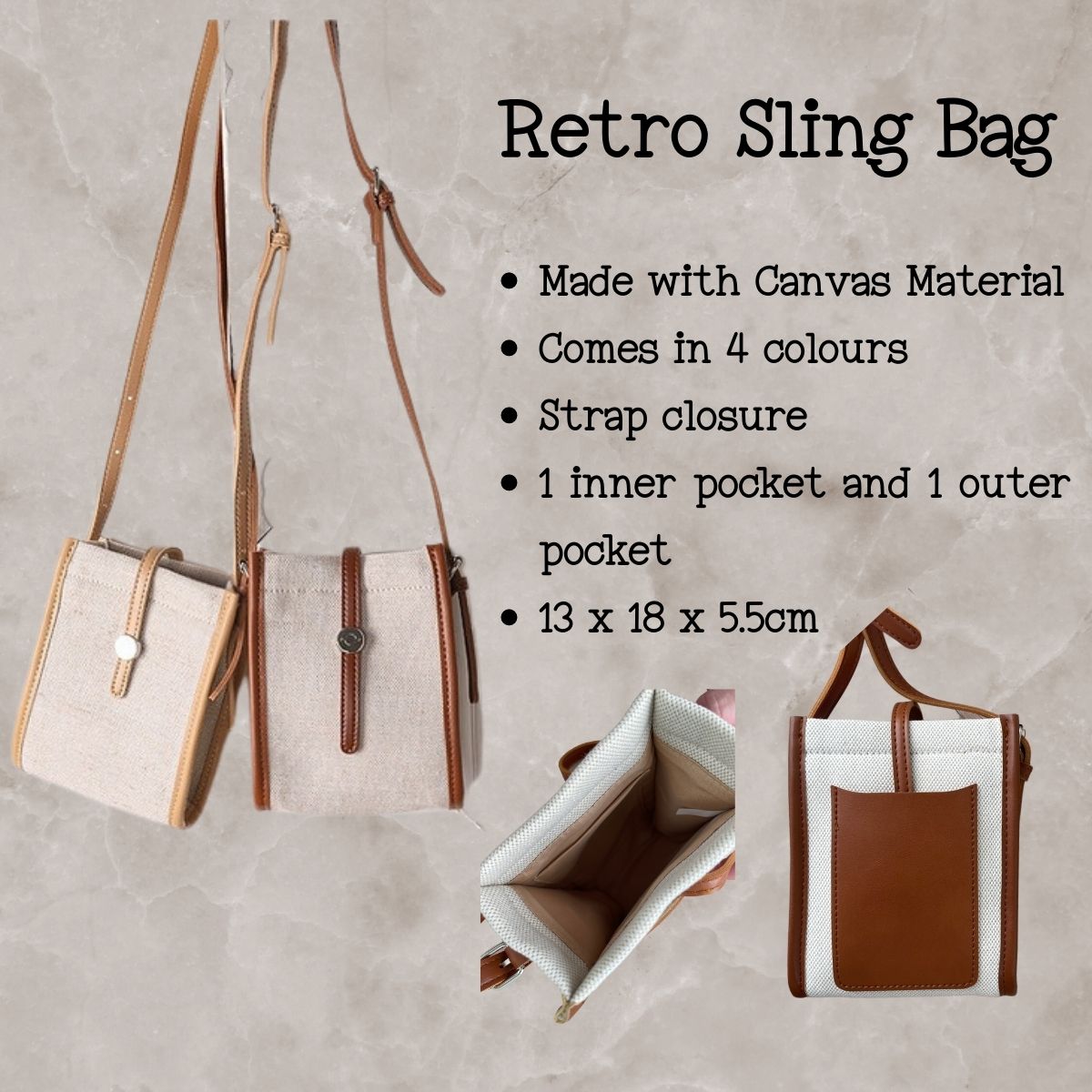 Personalized Retro Canvas Sling Bag