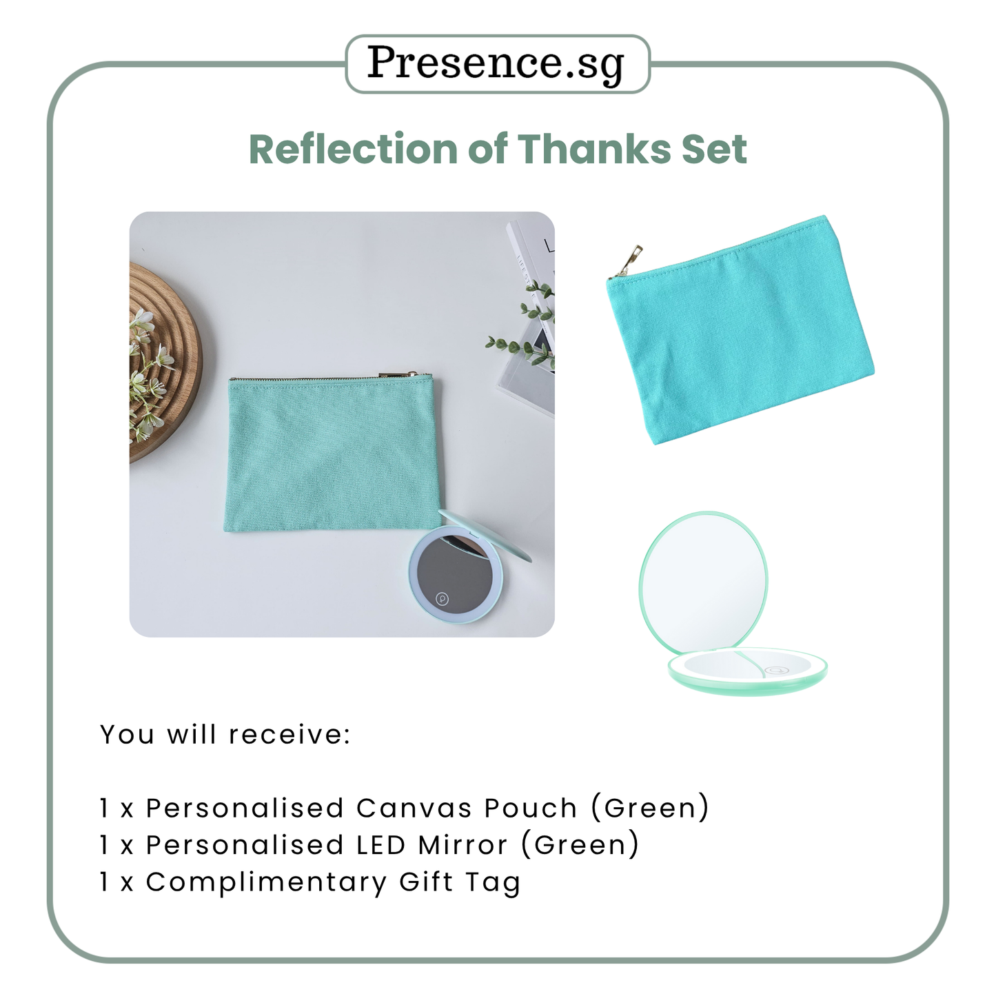 Teachers’ Day Gift Set – Canvas Pouch +LED Mirror (with Treat Add-on Option)