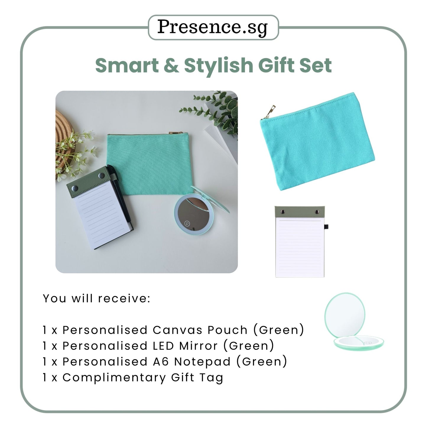 Personalised Teachers’ Day Gift Set – Pouch, Mirror & A6 Notepad