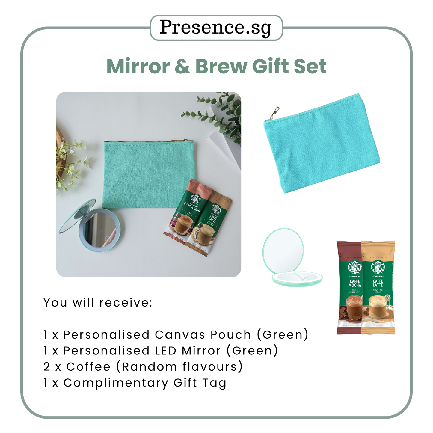 Teachers’ Day Gift Set – Canvas Pouch +LED Mirror (with Treat Add-on Option)