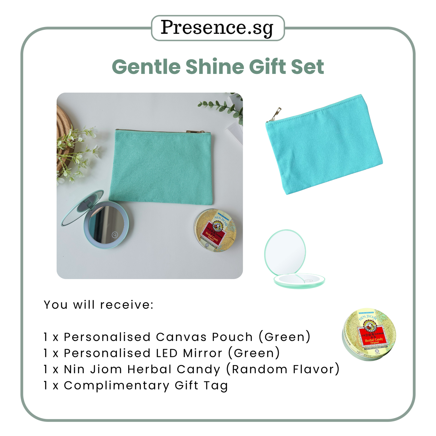 Teachers’ Day Gift Set – Canvas Pouch +LED Mirror (with Treat Add-on Option)