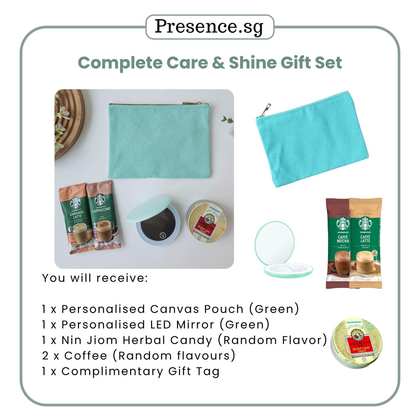 Teachers’ Day Gift Set – Canvas Pouch +LED Mirror (with Treat Add-on Option)